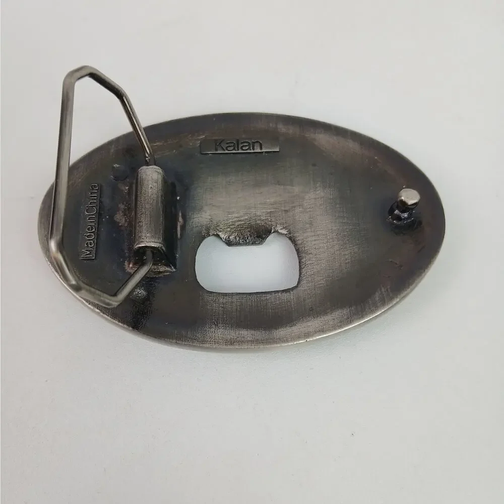 Kalan WASTED Silver Belt Buckle With Built In Bottle Opener Foaming Beer Mugs